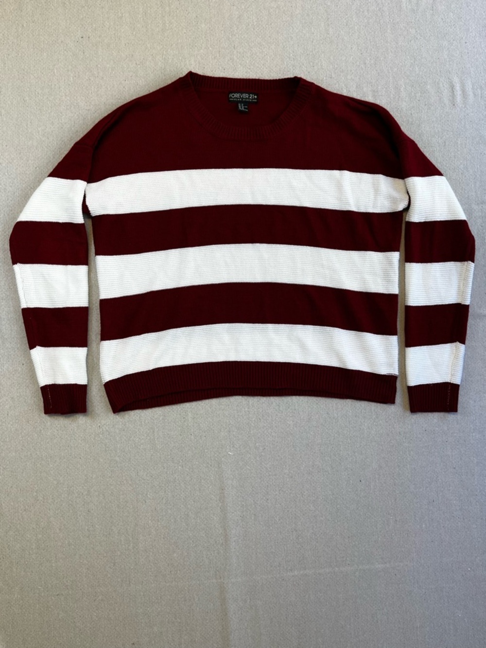 Forever 21 Red White Striped Sweater Women’s 2X Crewneck Knit